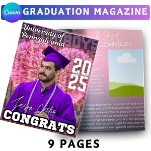Graduation Magazine Booklet Canva Editable Template Bundle, 2025 Senior Graduation, Senior Class of 2025 Magazine
