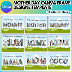 Mother&#39;s Day Canva Frame Editable Template, 23 Mom Canva Frame Bundle, Wear Heart On Sleeve Canva Template, The Best Mom Ever Canva Template