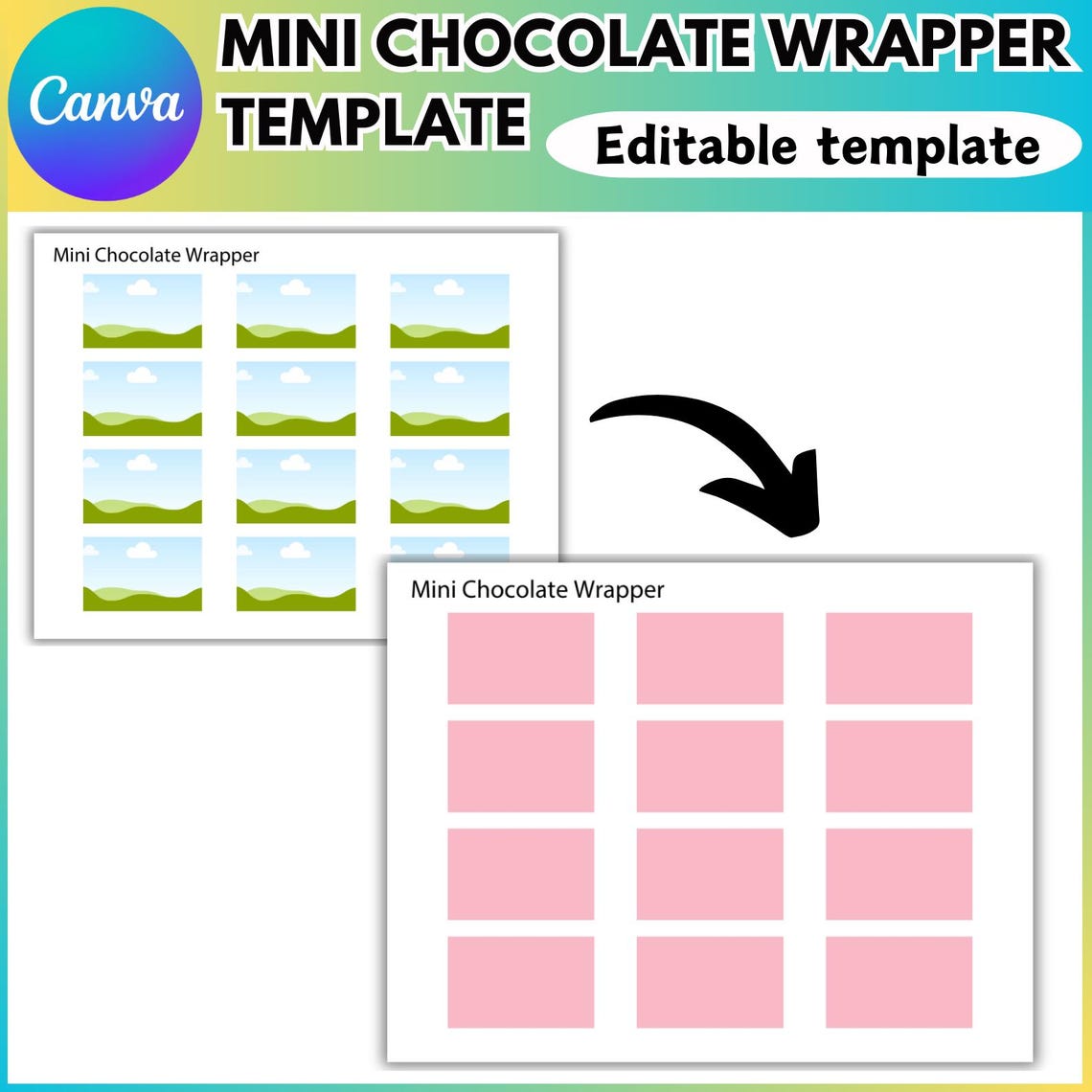 Frame Wrapper Mini Chocolate Wrapper Canva Frame Editable Template, Chocolate Wrapper ...