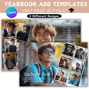 Half Page Yearbook Ad Canva Editable Template, Senior Yearbook Ad Template, Canva Senior Tribute Ad, High School Tribute Layout