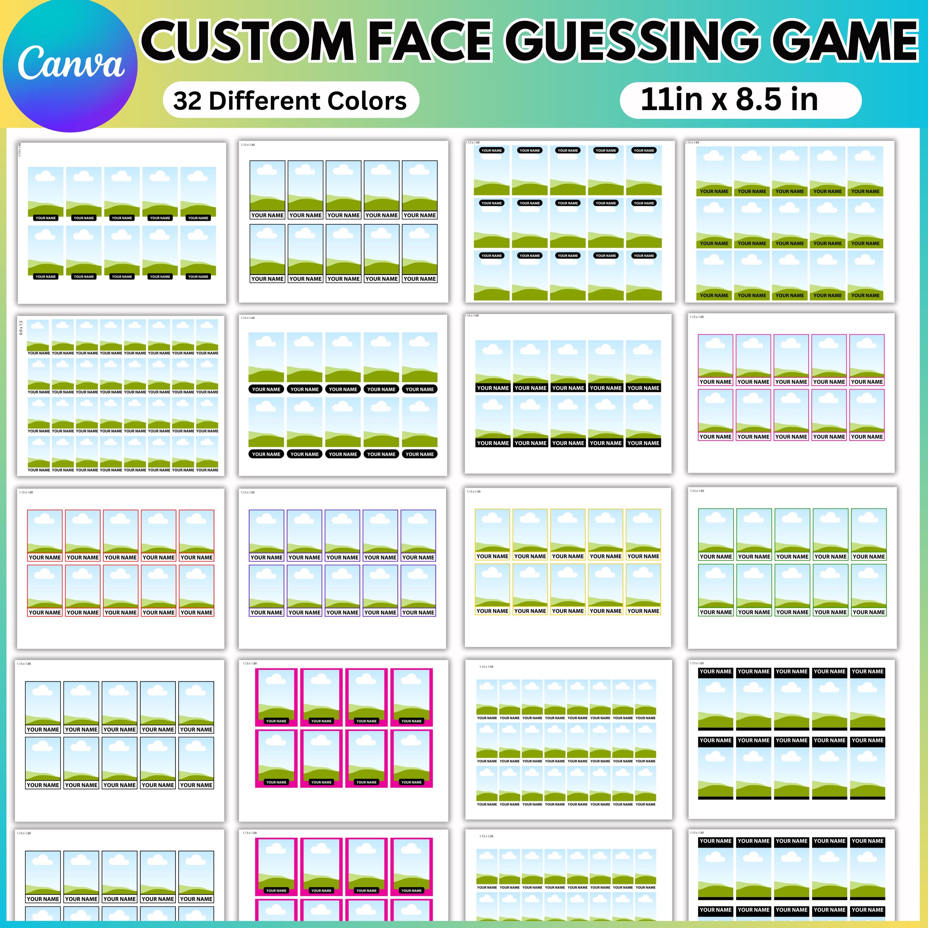 Custom Face Guessing Game Template | Editable Canva Party Game ...