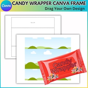 Modello Canva modificabile per incarto di caramelle, etichetta vuota per incarto di caramelle, incarto personalizzato per Skittles, download digitale