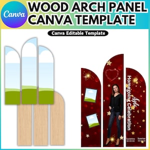 Hobby Lobby Wood Arch Panel, Canva Editable Template, Blank Frame Canva Design, Arch Design Template, Graduation Celebration Party Decor