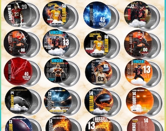 Football Pin Button Canva Template, Editable Game Day Buttons, Custom Team Spirit Design, Football Party Favor, Digital Download