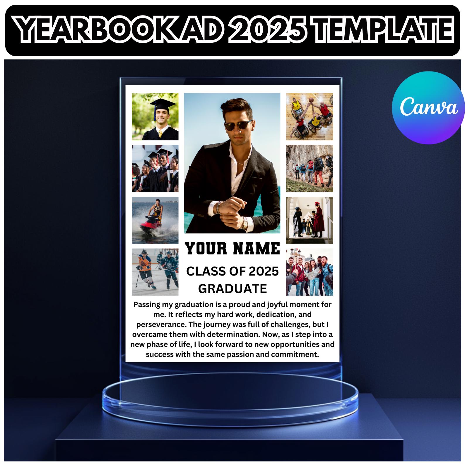 Yearbook Frameborder Yearbook Ad 2025 Full Page Canva Editable Template, Years Book Frame ...