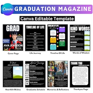 Graduation Magazine Booklet Canva Editable Template Bundle, 2025 Senior Graduation, Senior Class of 2025 Magazine