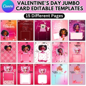 Valentine Jumbo Pack Card Canva Editable Template, Custom Photo Collage, Valentine Card, Valentine gift card, Digital Download
