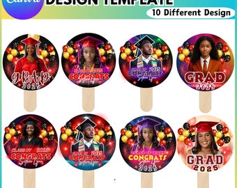 Grad Fan Canva bearbeitbare Vorlage, Klasse von 2025 Abschlusspaddel, bearbeitbarer Abschlussfächer | Abschluss-Schild, Graduate Fans Senior