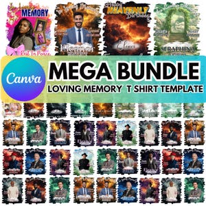 In Loving Memory T Shirt Design Canva Editable Mega Bundle, Memorial Backgrounds, Memorial T-Shirt, Heaven, Rest in Peace, Digital Download