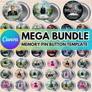 In Loving Memory Pin Button Canva Mega Editable Templates Bundle, Memorial Pin Button Canva Designs, Funeral Button Favors, Digital Download