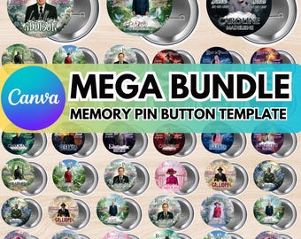 In Loving Memory Pin Button Canva Mega Editable Templates Bundle, Memorial Pin Button Canva Designs, Funeral Button Favors, Digital Download