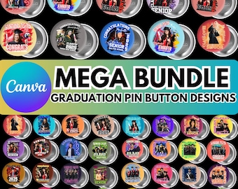Graduation Pin Button Canva Editable Template, Congratulation 2025 Button Template, Graduation Template, Digital Download