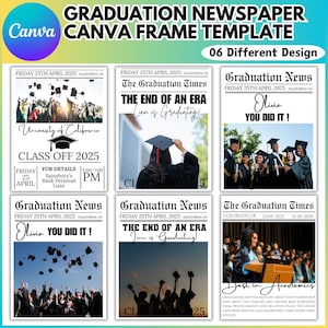 Graduation Newspaper 2025 The End of an Era, Senior Graduation 2025 Design Canva Editable Template, You Did it 2025 Newspaper Invitation