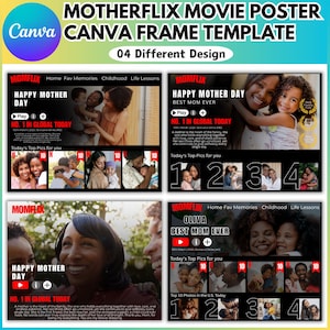 Mom Flix Canva bearbeitbare Vorlage, Muttertagscollage, Muttertagsgeschenk, beste Mutter aller Zeiten Vorlage, Mom Flix Poster, personalisiert