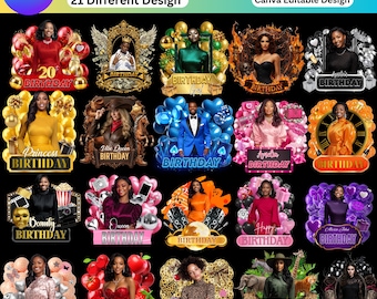 Birthday Zodiac Design Canva Editable Bundle, Birthday T shirt Graphics, Astrology Shirt & Cup PNG, Zodiac Party Templates