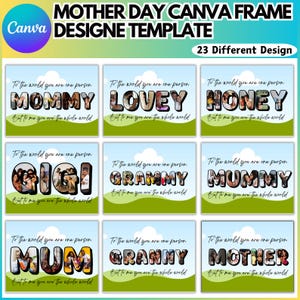 Mother&#39;s Day Canva Frame Editable Template, 23 Mom Canva Frame Bundle, Wear Heart On Sleeve Canva Template, The Best Mom Ever Canva Template