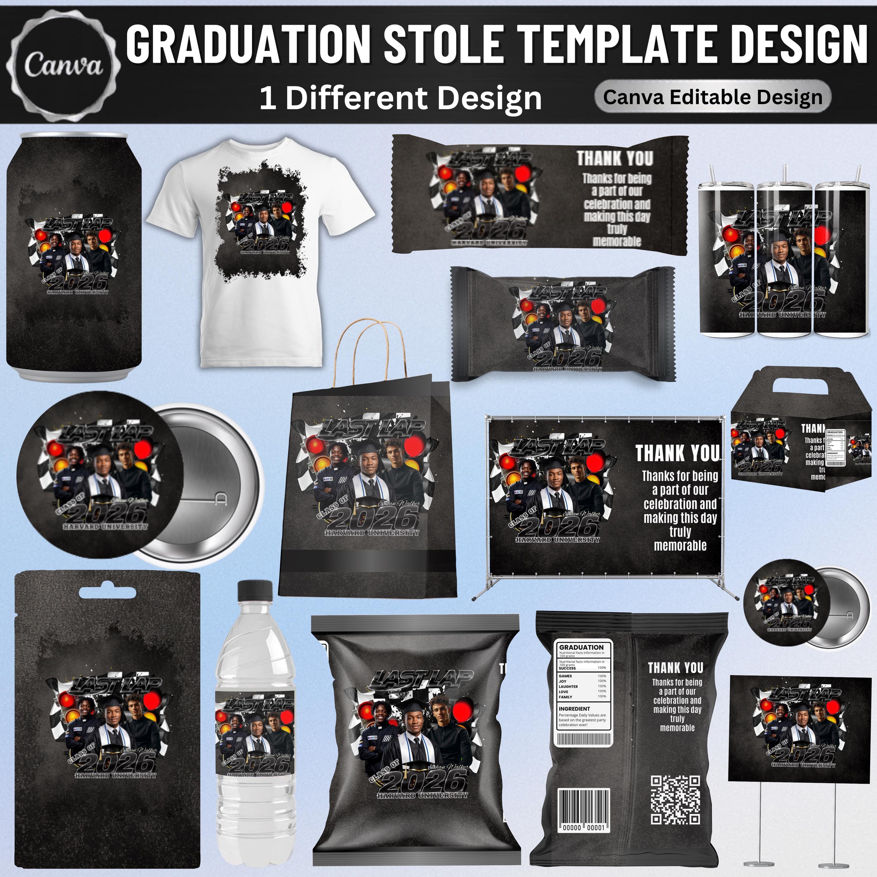 Last Lap Graduation Bundle Canva Template | Class of 2026 Grad Set | T ...