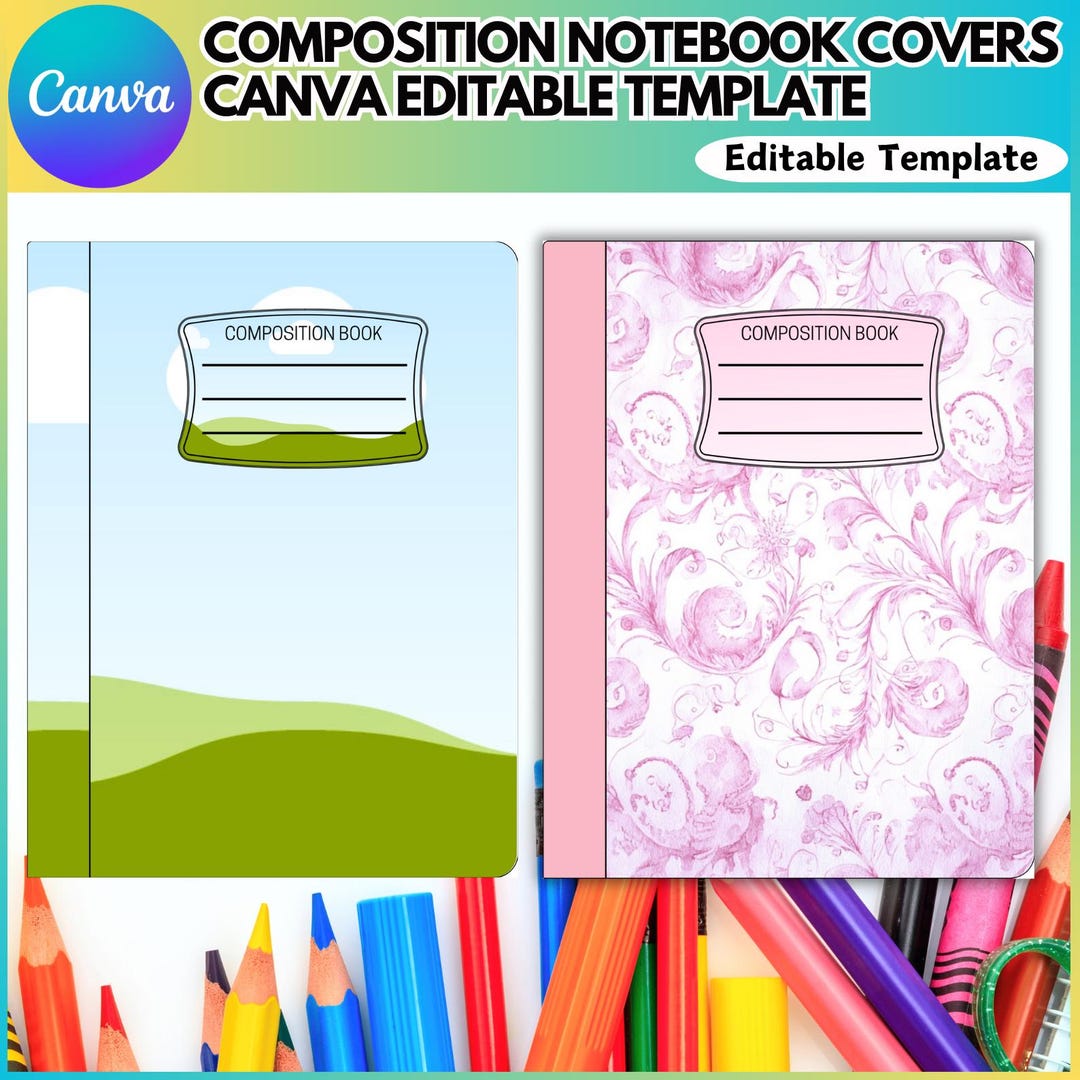 Composition Book Cover Template, Composition Notebook Cover Canva ...