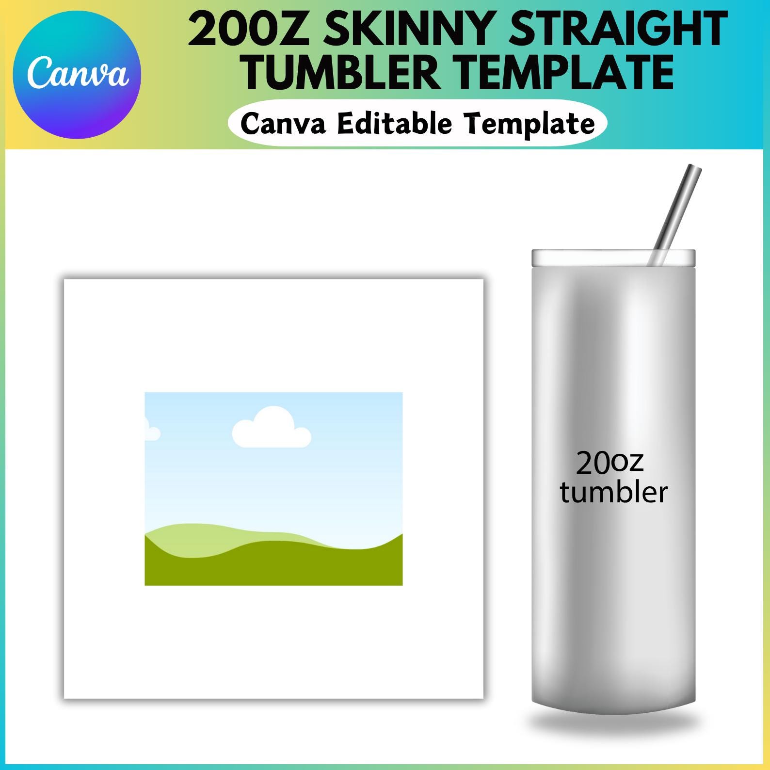 Canva Tumbler Templates, Tumbler Canva Editable, 20oz Tumbler