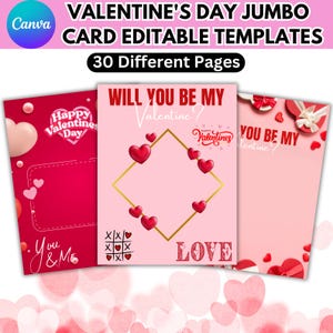 Plantilla editable en Canva de paquete gigante de tarjetas de San Valentín, collage de fotos personalizado, tarjeta de San Valentín, tarjeta de regalo de San Valentín, descarga digital