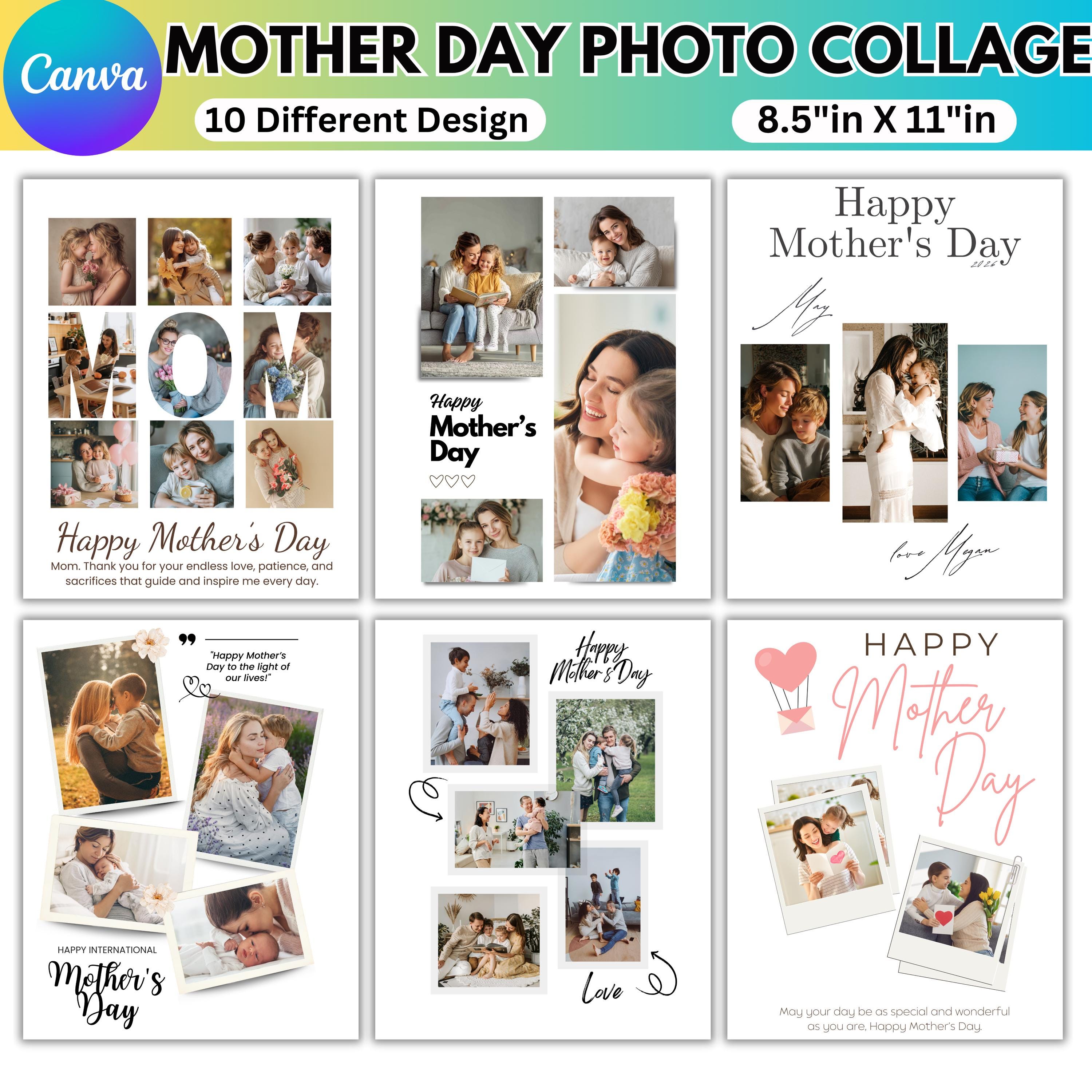 Mother’s Day Photo Collage Template | Editable Mom Picture Collage ...