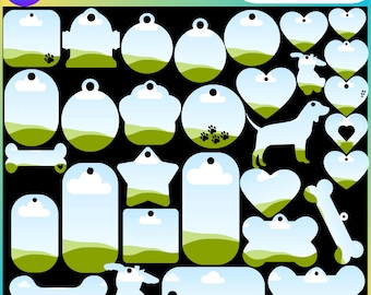 Dog Tags Canva Editable Template, Dog Tag Sublimation Template, Bone Tag Template, Editable Canva Frames, Dog Tag Template, Drag and Drop