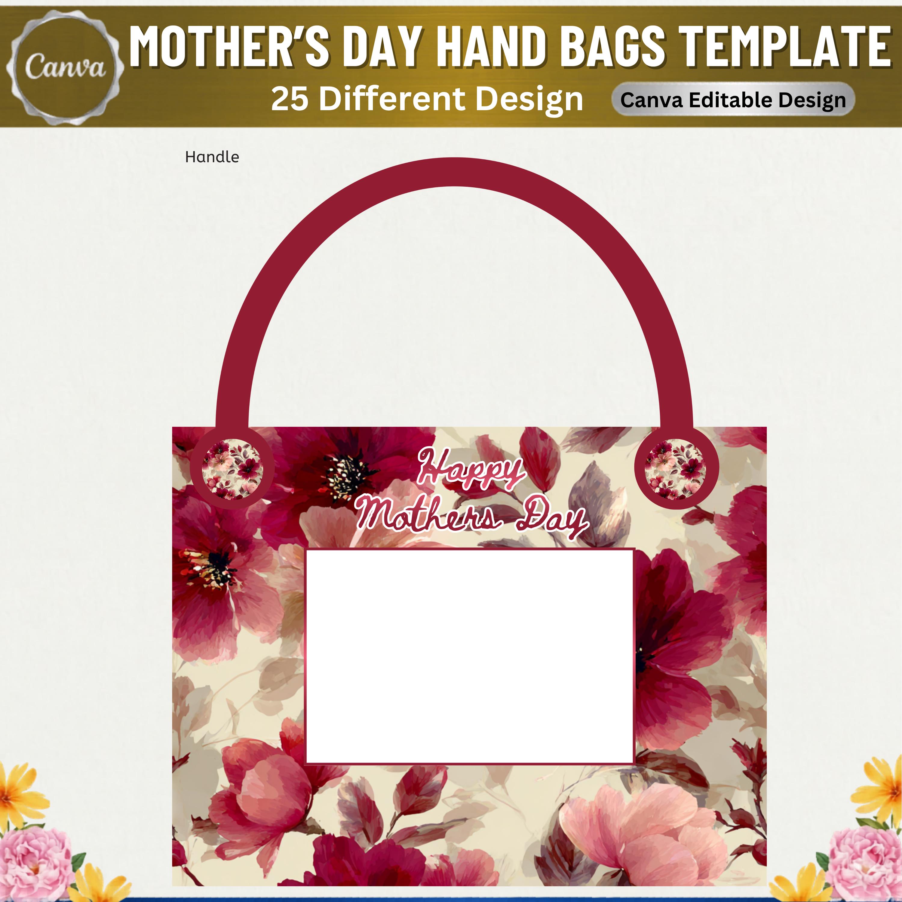 Mother’s Day Handbag Gift Box Template | Jumbo Card Template | Editable ...