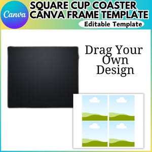 Quadratische Cup Untersetzer Canva bearbeitbare Vorlage, Canva quadratische Cup Untersetzer Vorlage, Canva Rahmen Mockups, Canva Ziehen & Ablegen, digitaler Download