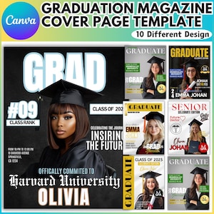 Graduation Magazine Booklet Canva Editable Template Bundle, 2025 Senior Graduation, Senior Class of 2025 Magazine, Grad Ceremony Magazine