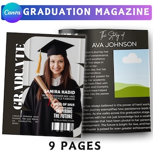 Graduation Magazine Booklet Canva Editable Template Bundle, 2025 Senior Graduation, Senior Class of 2025 Magazine