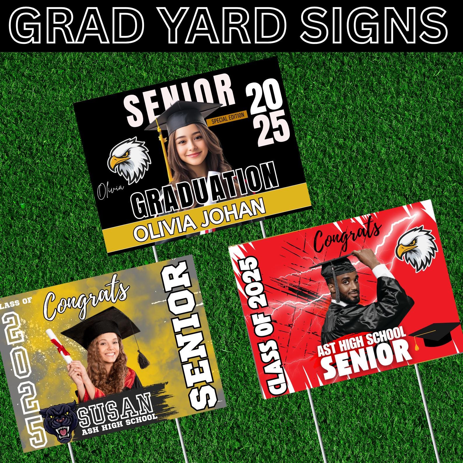 3d Grad Signs Graduation Yard Sign Canva Editable Templates, Congrats Grad Signs ...