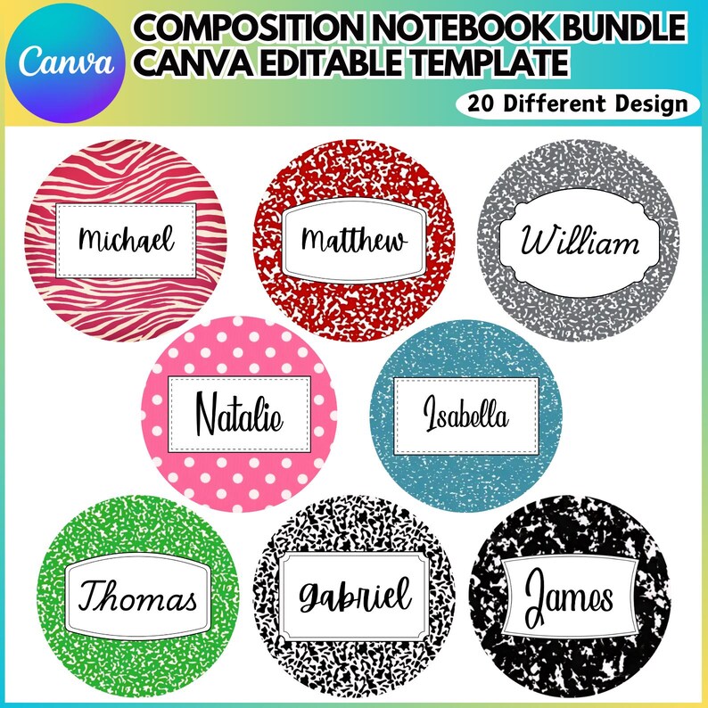 Label Cover Comp Composition Book Cover Label Canva Editable Designs, Printable ...