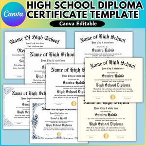 Zertifikat Diplom Canva Bearbeitbare Vorlage, Abitur Zertifikat Vorlage, Canva Zertifikat Design, Canva Digital Download, Hausschule