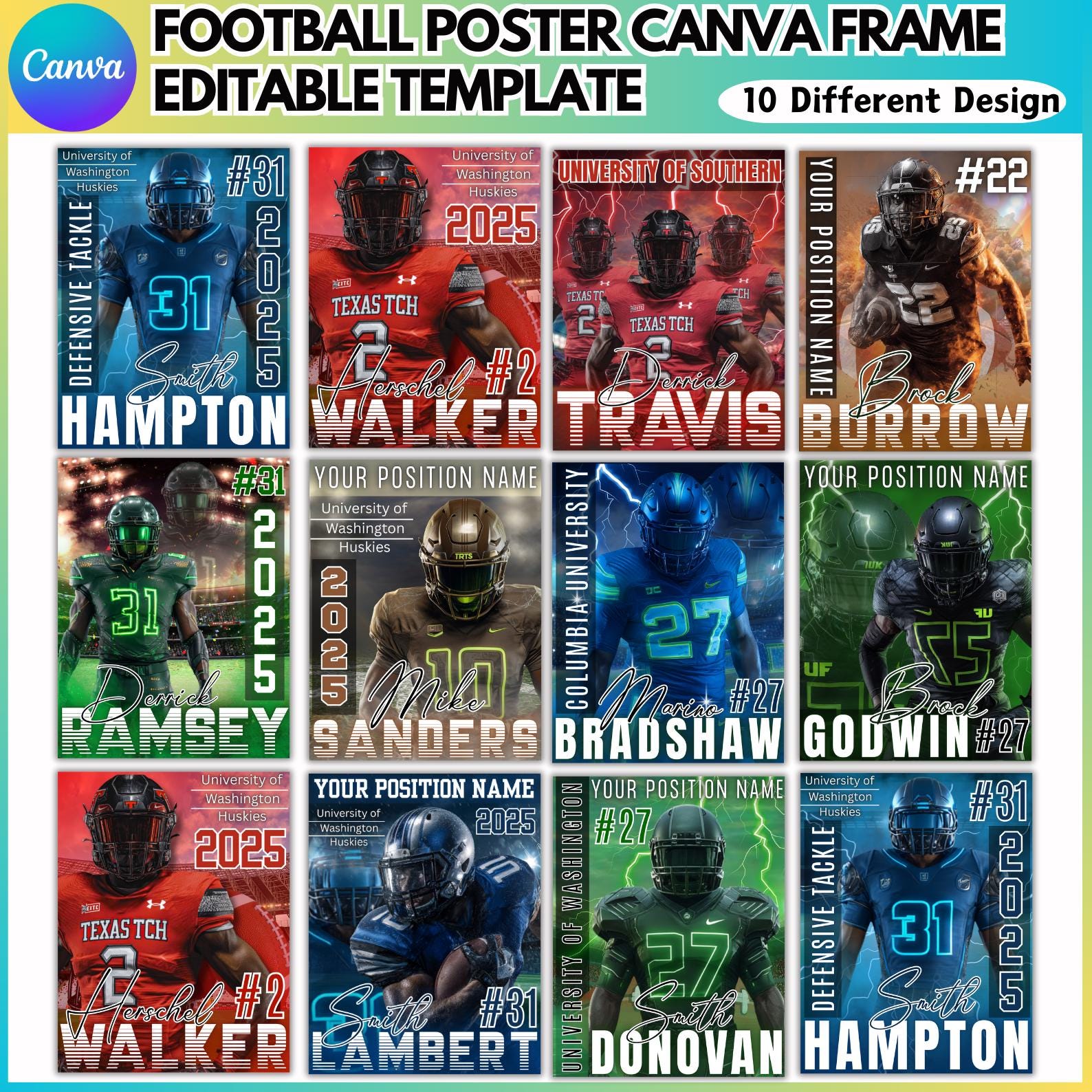 Football Poster Canva Template, Sports Background & Digital Backdrop ...