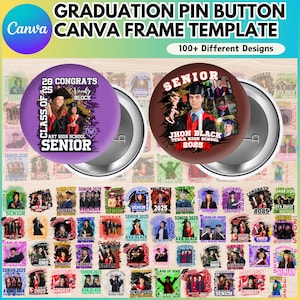 Graduation Pin Button Canva Editable Template, Congratulation 2025 Button Template, Graduation Template, Digital Download