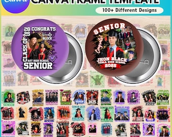 Graduation Pin Button Canva Editable Template, Congratulation 2025 Button Template, Graduation Template, Digital Download