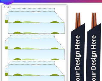 Chopsticks Sleeve Template, Chopstick Pocket and Wrapper, Japanese Chopstick Holder, Canva Editable