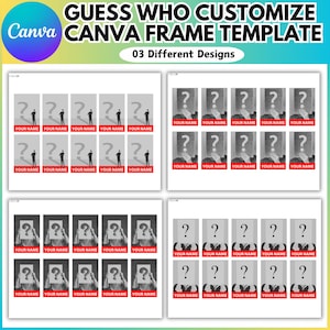 Custom Guess Who Canva Editable Template, Canva Guess Who Game, Guess Who Create Your Own Personalized Gift, 6 Game Boards