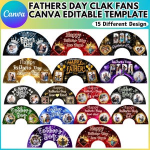 Fathers Day Clack Fan Canva Editable Template, Chinese Fan Template, Hand Fan Template, Printable, DIY, Canva Editable, Festival Hand Fan,