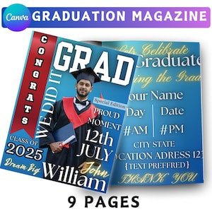 Graduation Magazine Booklet Canva Editable Template Bundle, 2025 Senior Graduation, Senior Class of 2025 Magazine