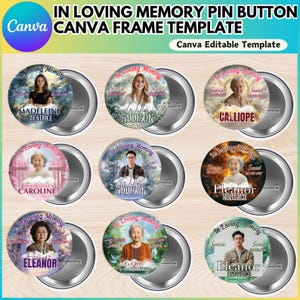 In Loving Memory Pin Button Canva  Editable Template, Memorial Pin Button Canva Designs, Funeral Button Favors, Digital Download