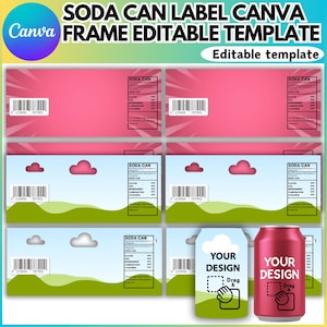 Soda Can Canva Editable Frame Template, Blank Soda Can Wrap Template, Beer Can Label, Party Favor Soda Can, Regular Soda Can Template