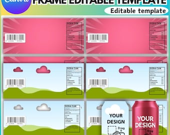 Soda Can Canva Editable Frame Template, Blank Soda Can Wrap Template, Beer Can Label, Party Favor Soda Can, Regular Soda Can Template