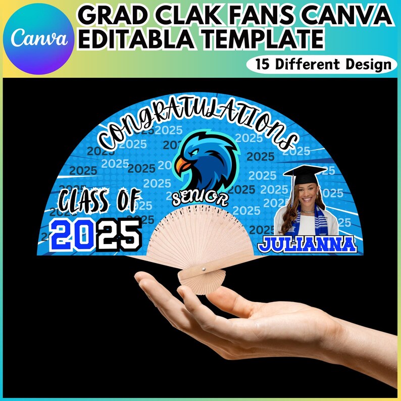 Graduation Clack Fan Canva Editable Template, Chinese Fan Template ...