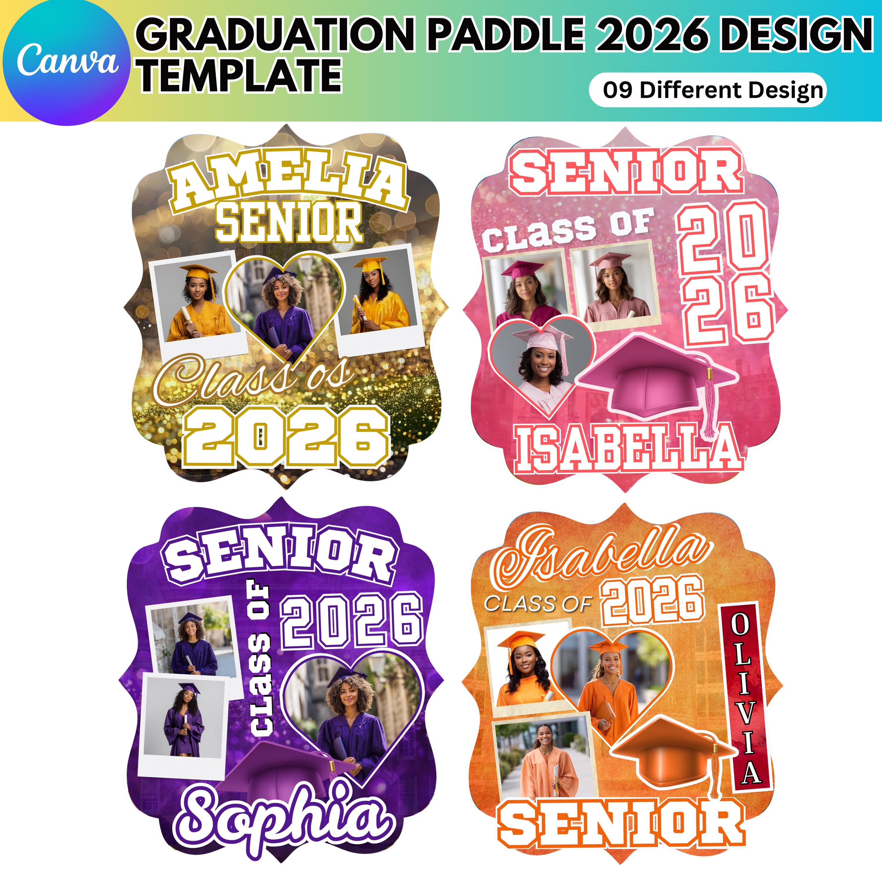 Graduation Fan Editable Templates, Class of 2026 Canva Template, Senior ...