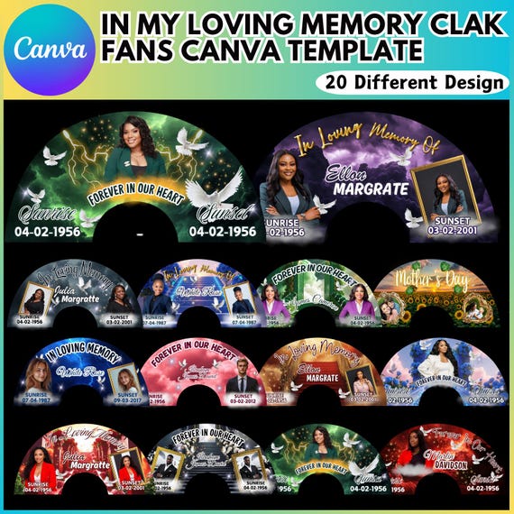 Memorial Clack Fan Canva Template, DIY Funeral Hand Fan Program, Editable Celebration Life Design, DIY Memorial Clack Fan, Digital Download