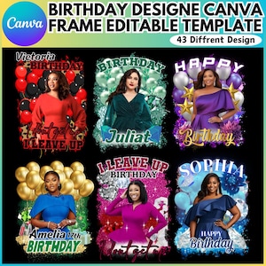 Birthday Sticker Canva Editable Template, Birthday Party Styrofoam Cup Design, Birthday Party Sticker Template, Customize Party Cup, Digital