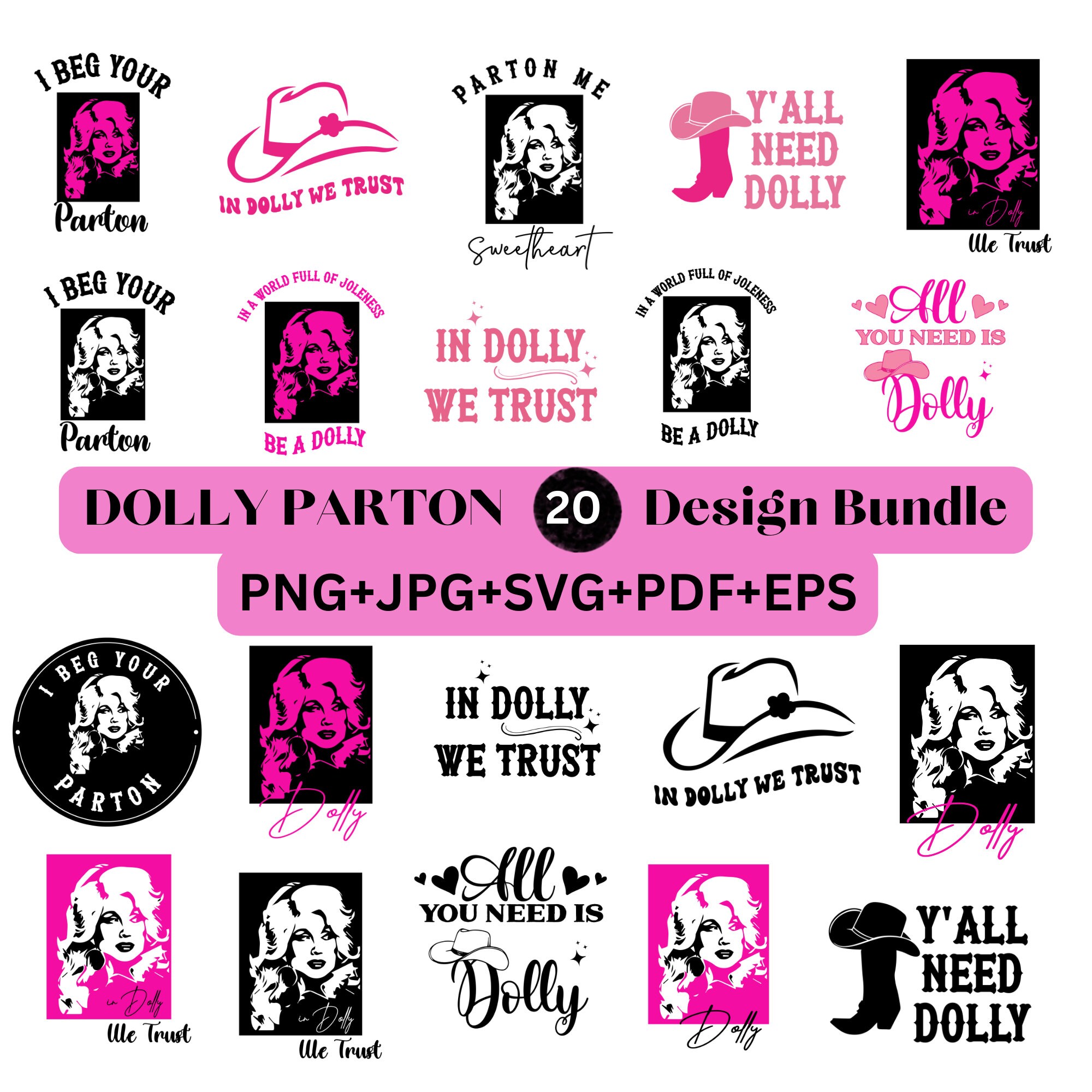 Dolly Parton SVG Bundle in Dolly We Trust Svg Dolly Parton - Etsy UK