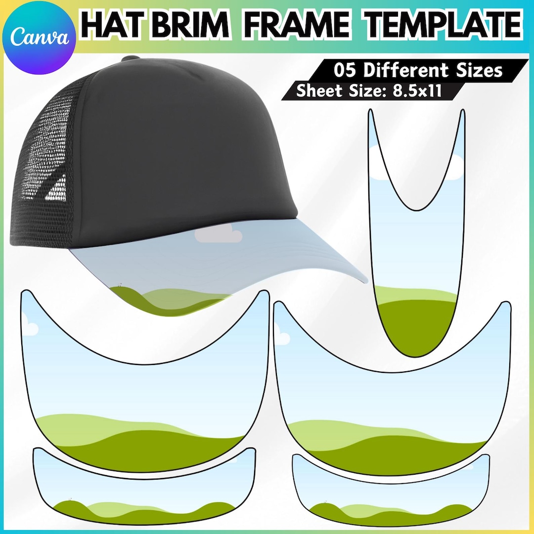 Hat Brim Canva Editable, DIY Trucker Hat Design Canva, Customizable ...