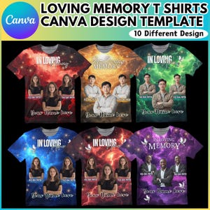 In Loving Memory All over T shirts Canva Editable Bundle, Memorial Shirt Designs, Rest in Peace  T Shirt, Funeral Shirt, Digital Download